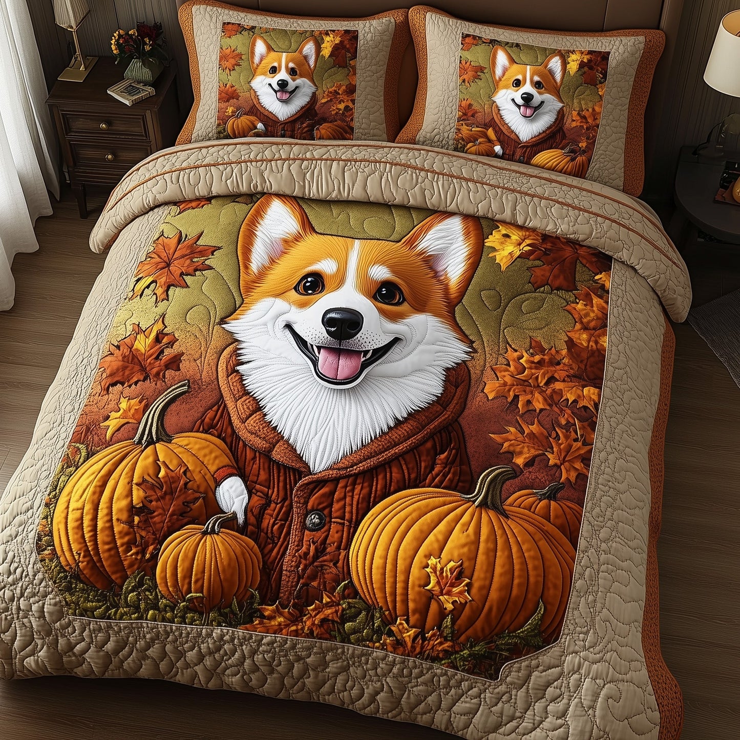 Rustic Fall Corgi Duvet Cover Set GFTOTP11734