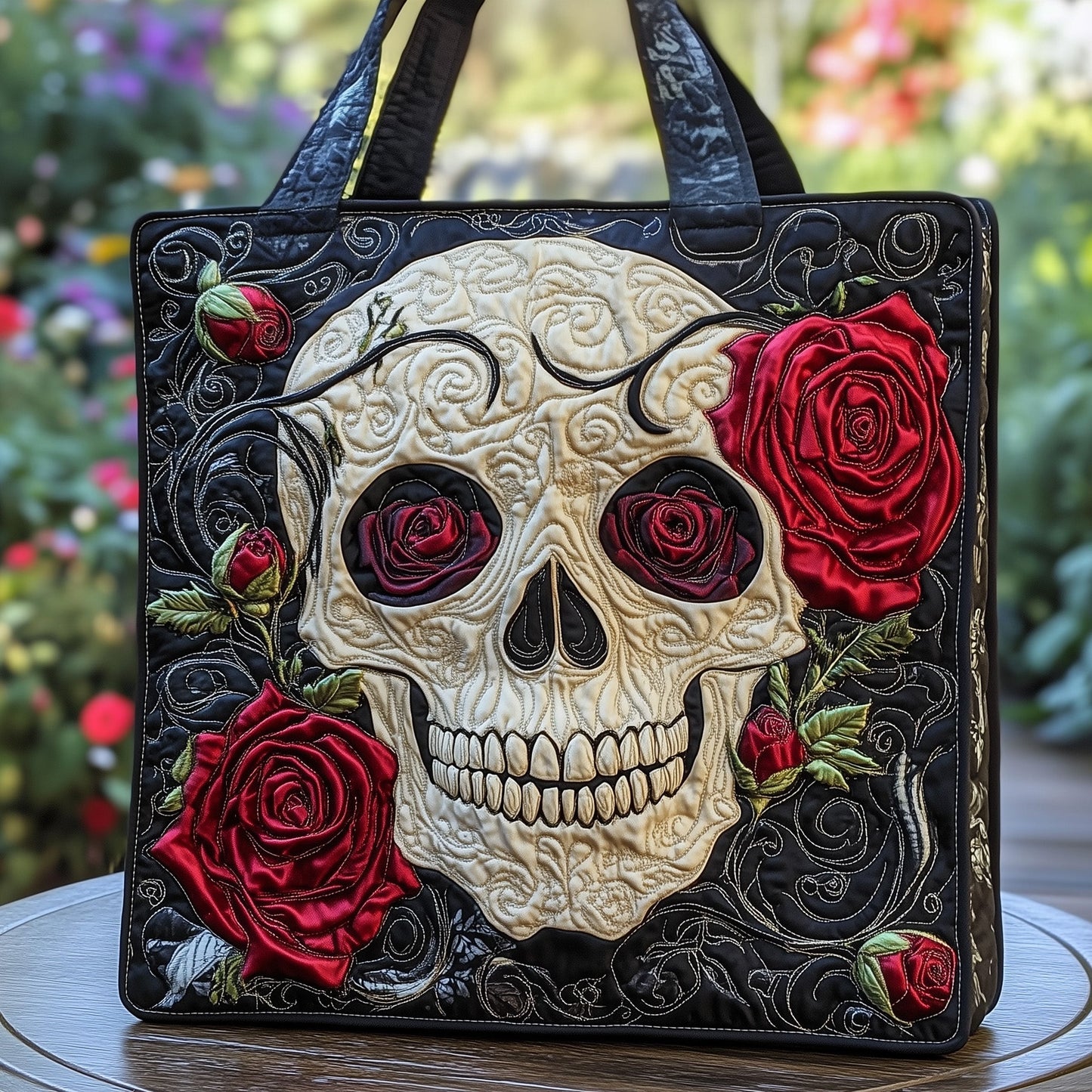 Skull Elegance Quilted Tote Bag GFTOTP11752