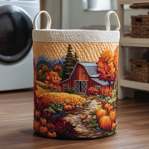 Harvest Farmhouse Quilted Laundry Basket GFTOTP11777