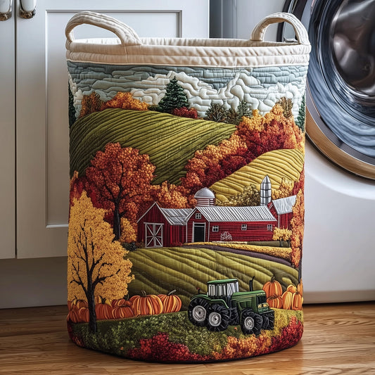 Harvest Farmhouse Quilted Laundry Basket GFTOTP11779