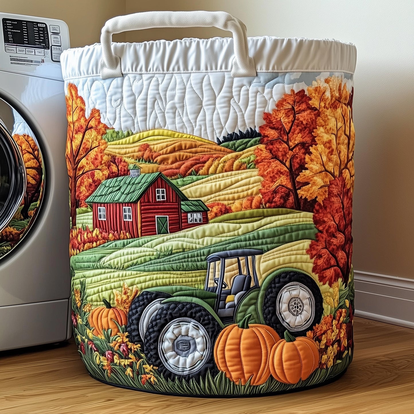 Harvest Farmhouse Quilted Laundry Basket GFTOTP11780