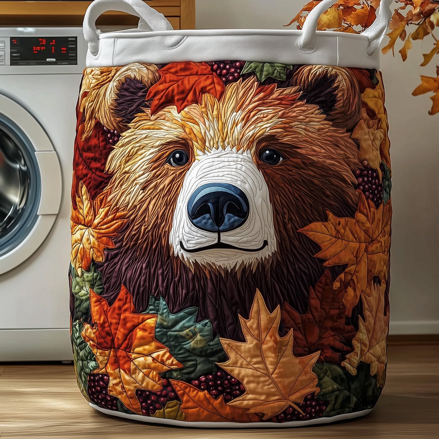 Autumn Bear Quilted Laundry Basket GFTOTP11789