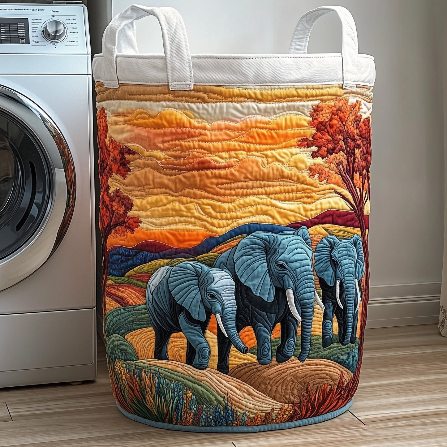 Elephant Quilted Laundry Basket GFTOTP11829