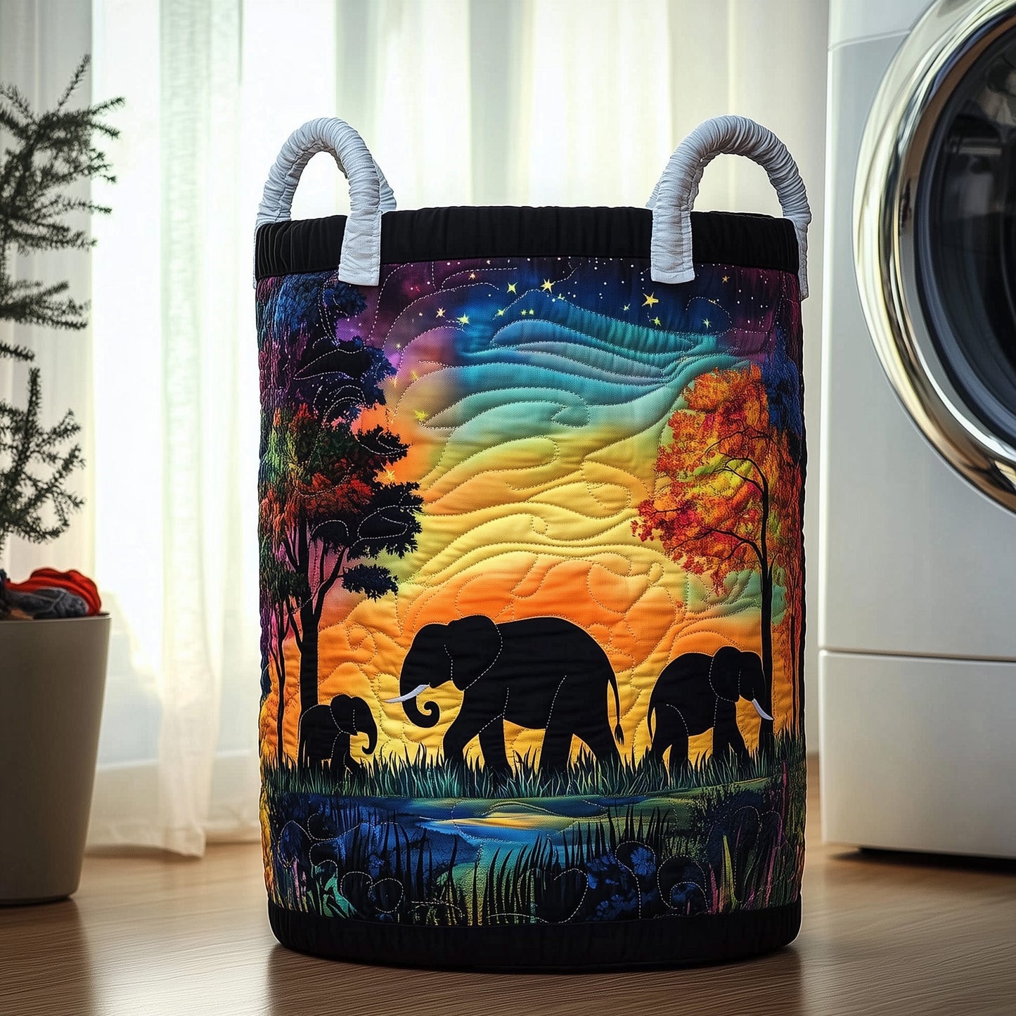 Elephant Quilted Laundry Basket GFTOTP11830