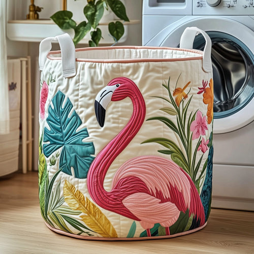 Tropical Flamingo Quilted Laundry Basket GFTOTP11842