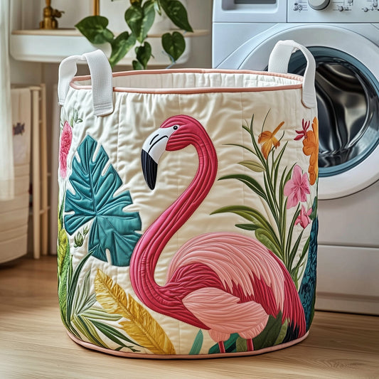 Tropical Flamingo Quilted Laundry Basket GFTOTP11842