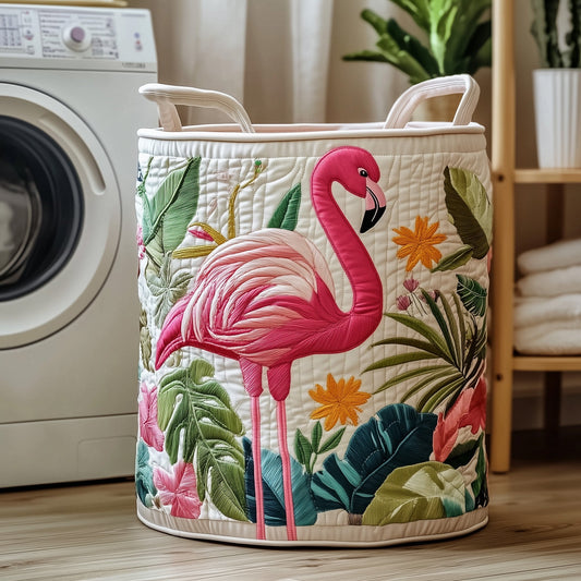 Tropical Flamingo Quilted Laundry Basket GFTOTP11843