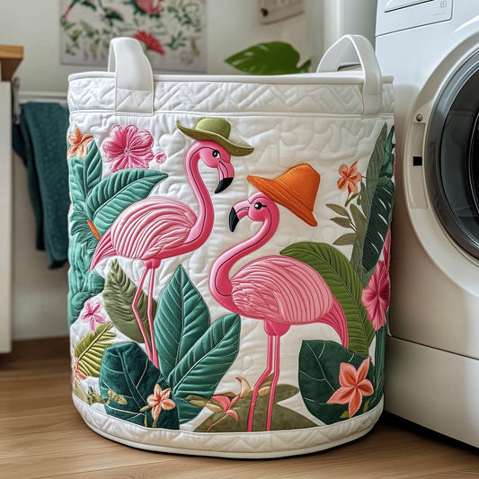 Tropical Flamingo Quilted Laundry Basket GFTOTP11844