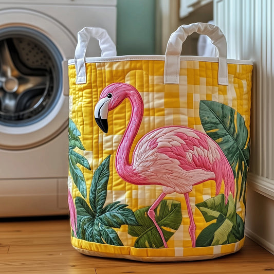Tropical Flamingo Quilted Laundry Basket GFTOTP11846