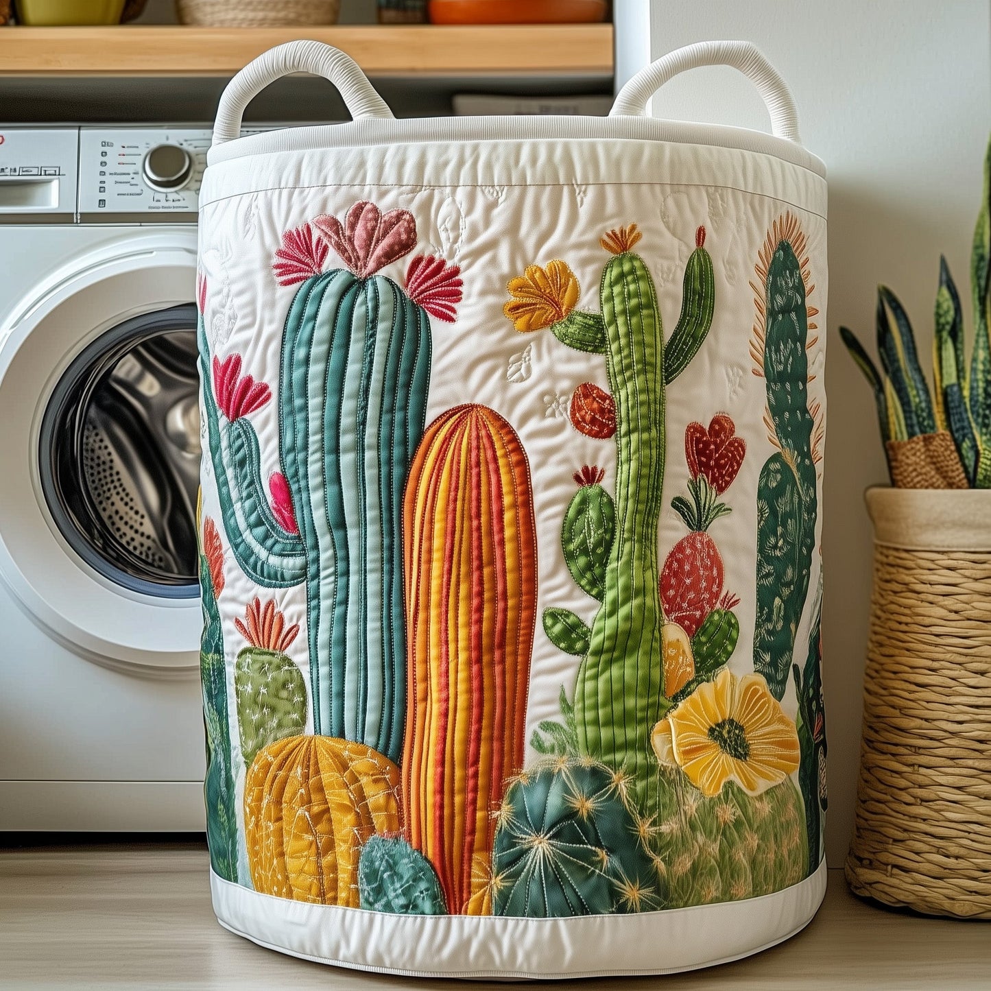 Cactus Haven Quilted Laundry Basket GFTOTP11848