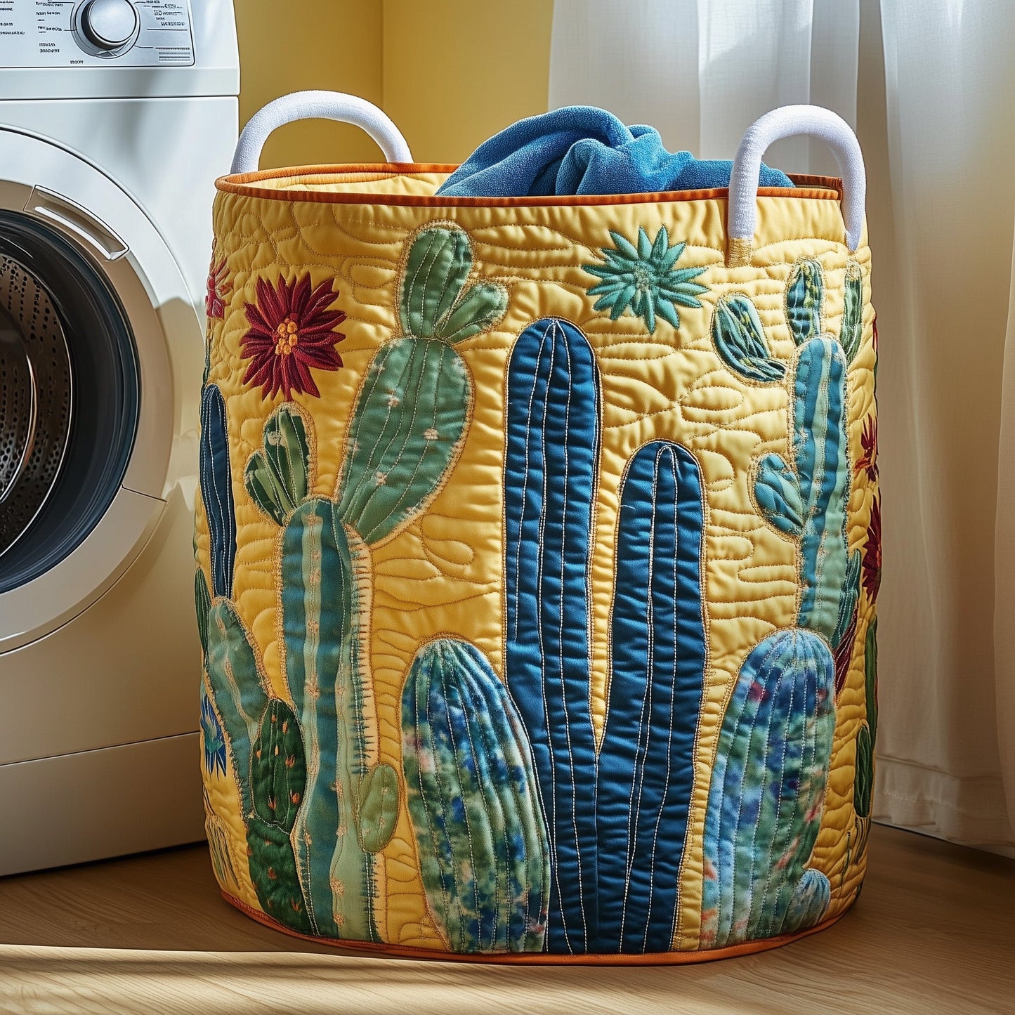 Cactus Haven Quilted Laundry Basket GFTOTP11850