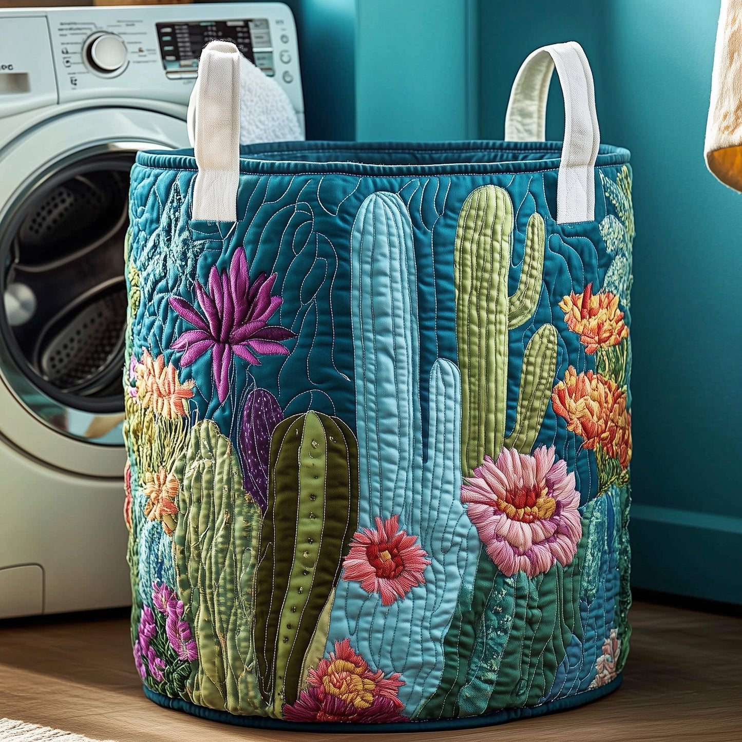 Cactus Haven Quilted Laundry Basket GFTOTP11852