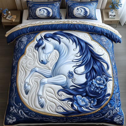 Blue Porcelain Horse Duvet Cover Set GFTOTP11862