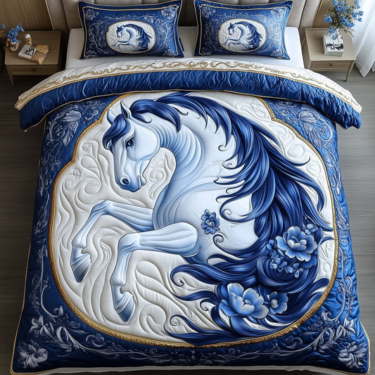 Blue Porcelain Horse Duvet Cover Set GFTOTP11862