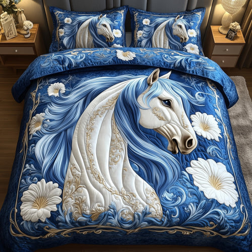 Blue Porcelain Horse Duvet Cover Set GFTOTP11864