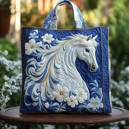 Blue Porcelain Horse Quilted Tote Bag GFTOTP11871