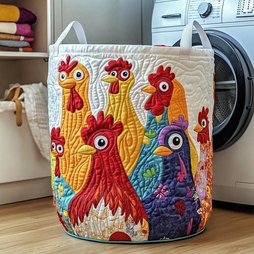 Funky Chicken Quilted Laundry Basket GFTOTP11913