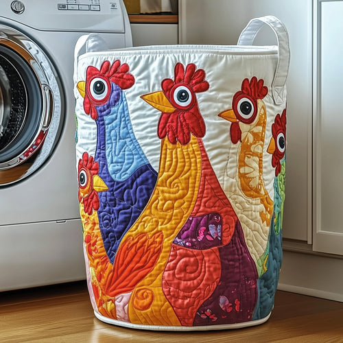 Funky Chicken Quilted Laundry Basket GFTOTP11914