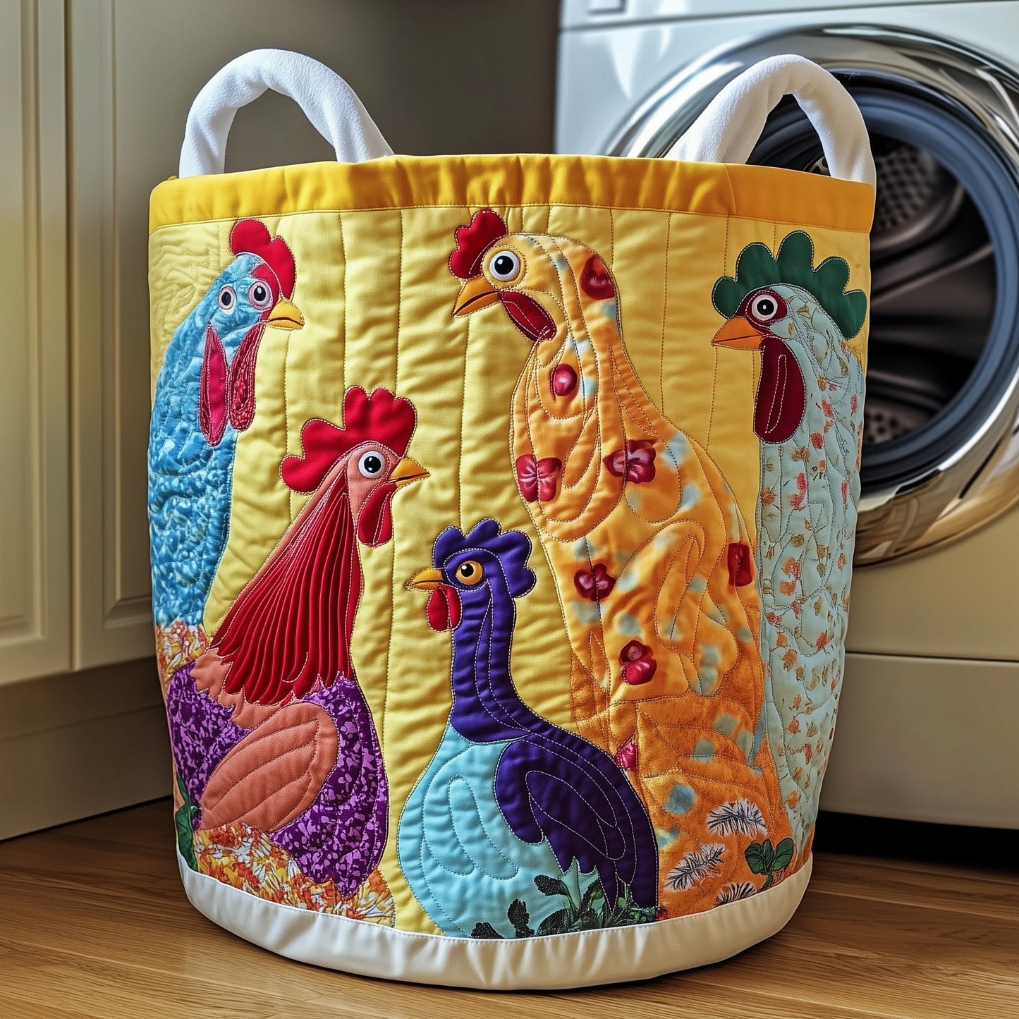 Funky Chicken Quilted Laundry Basket GFTOTP11915