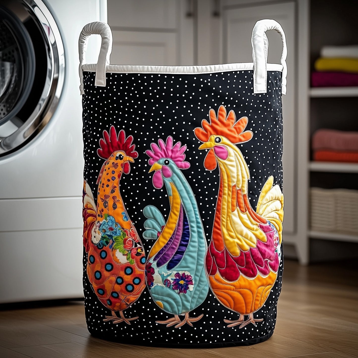 Funky Chicken Quilted Laundry Basket GFTOTP11917