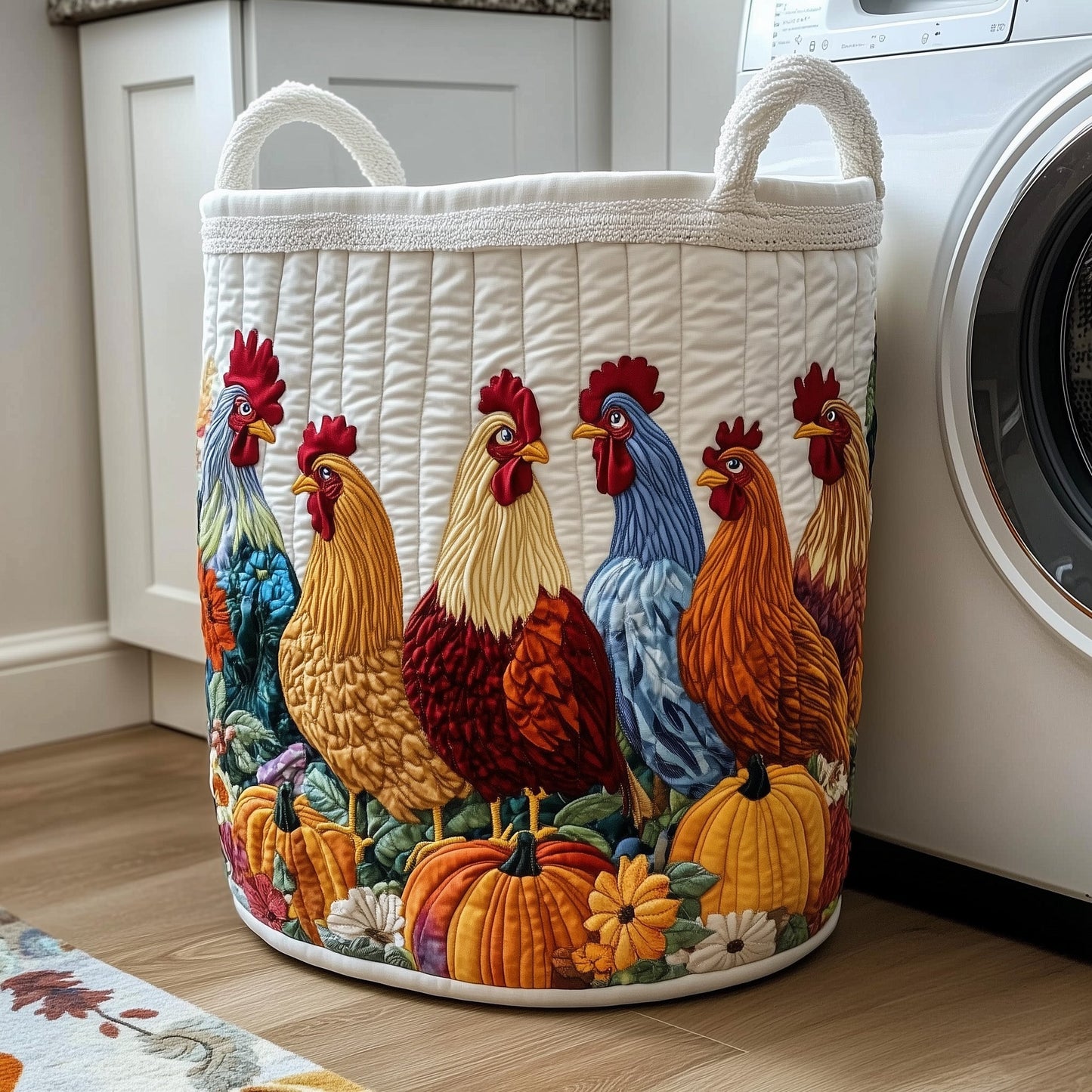 Barnyard Rooster Quilted Laundry Basket GFTOTP11921