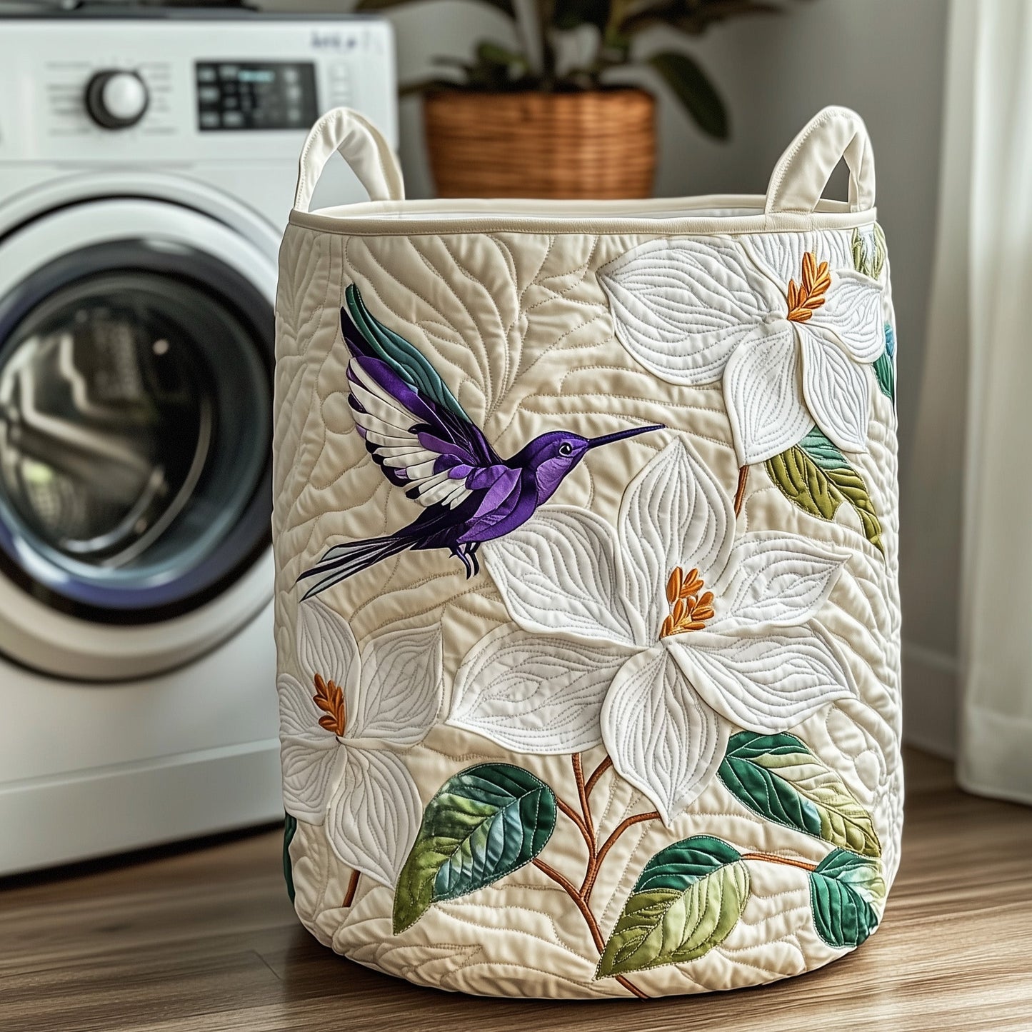 Elegant Magnolia Quilted Laundry Basket GFTOTP11933