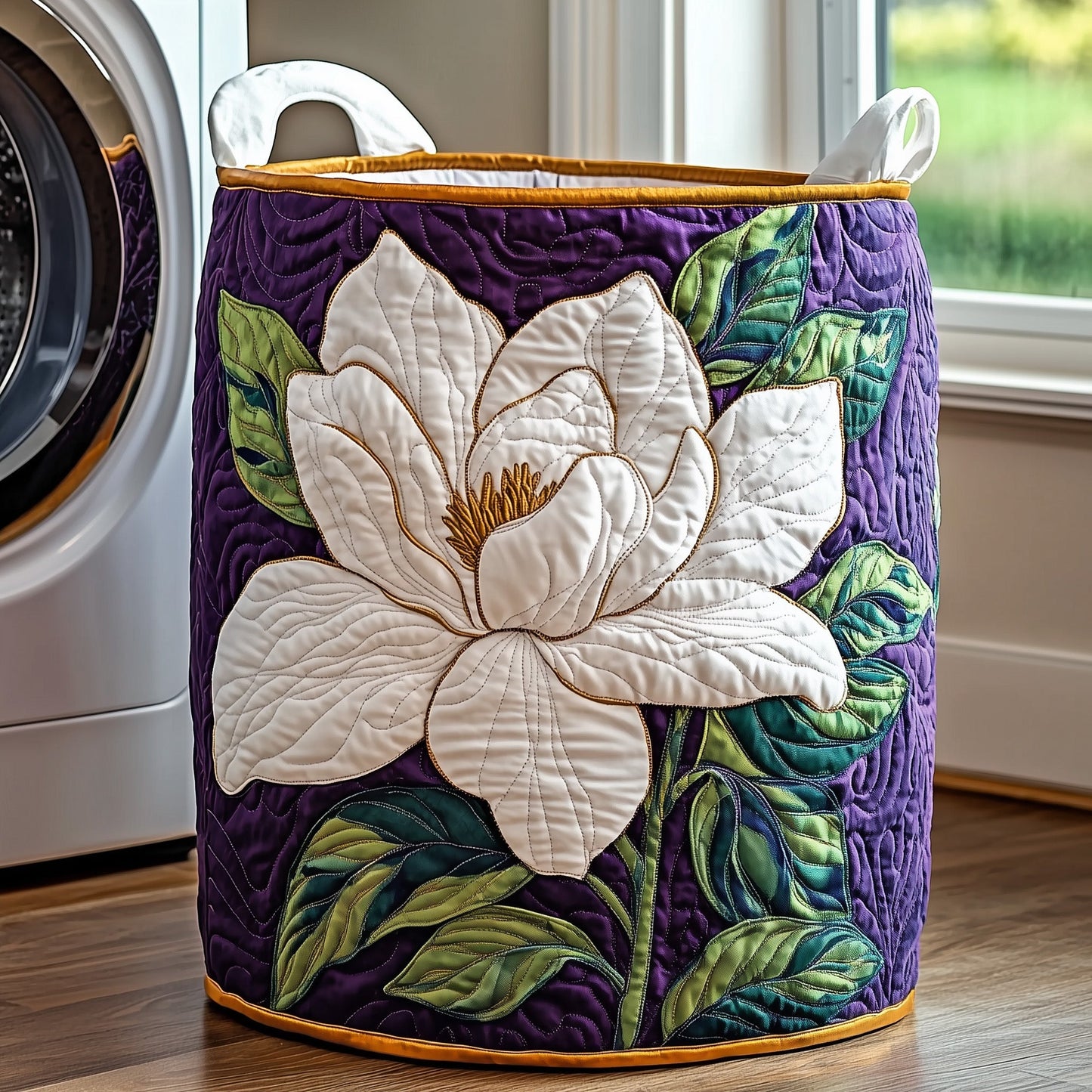 Elegant Magnolia Quilted Laundry Basket GFTOTP11936