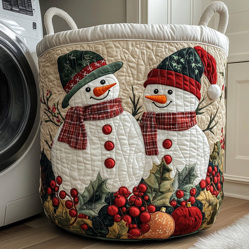 Happy Snowman Quilted Laundry Basket GFTOTP11980