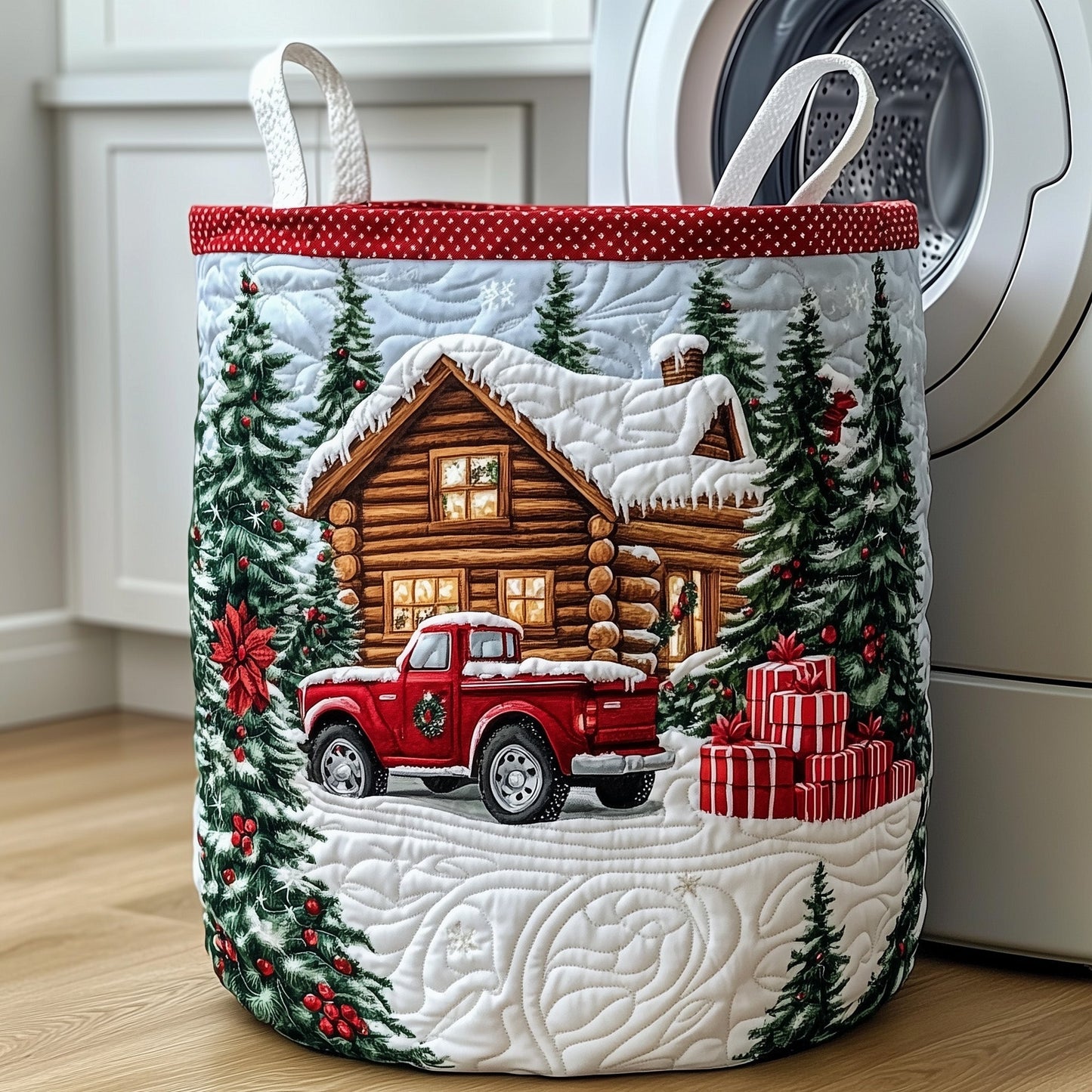 Rustic Christmas Quilted Laundry Basket GFTOTP12005
