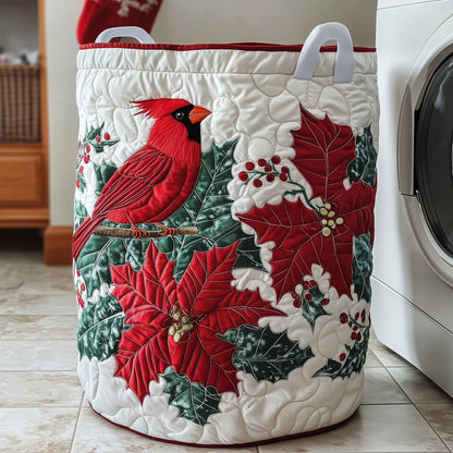 Winter Cardinal Quilted Laundry Basket GFTOTP12006
