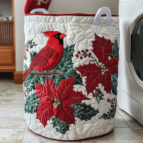 Winter Cardinal Quilted Laundry Basket GFTOTP12006