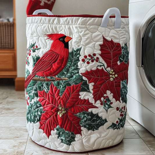 Winter Cardinal Quilted Laundry Basket GFTOTP12006