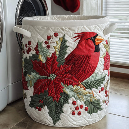 Winter Cardinal Quilted Laundry Basket GFTOTP12007