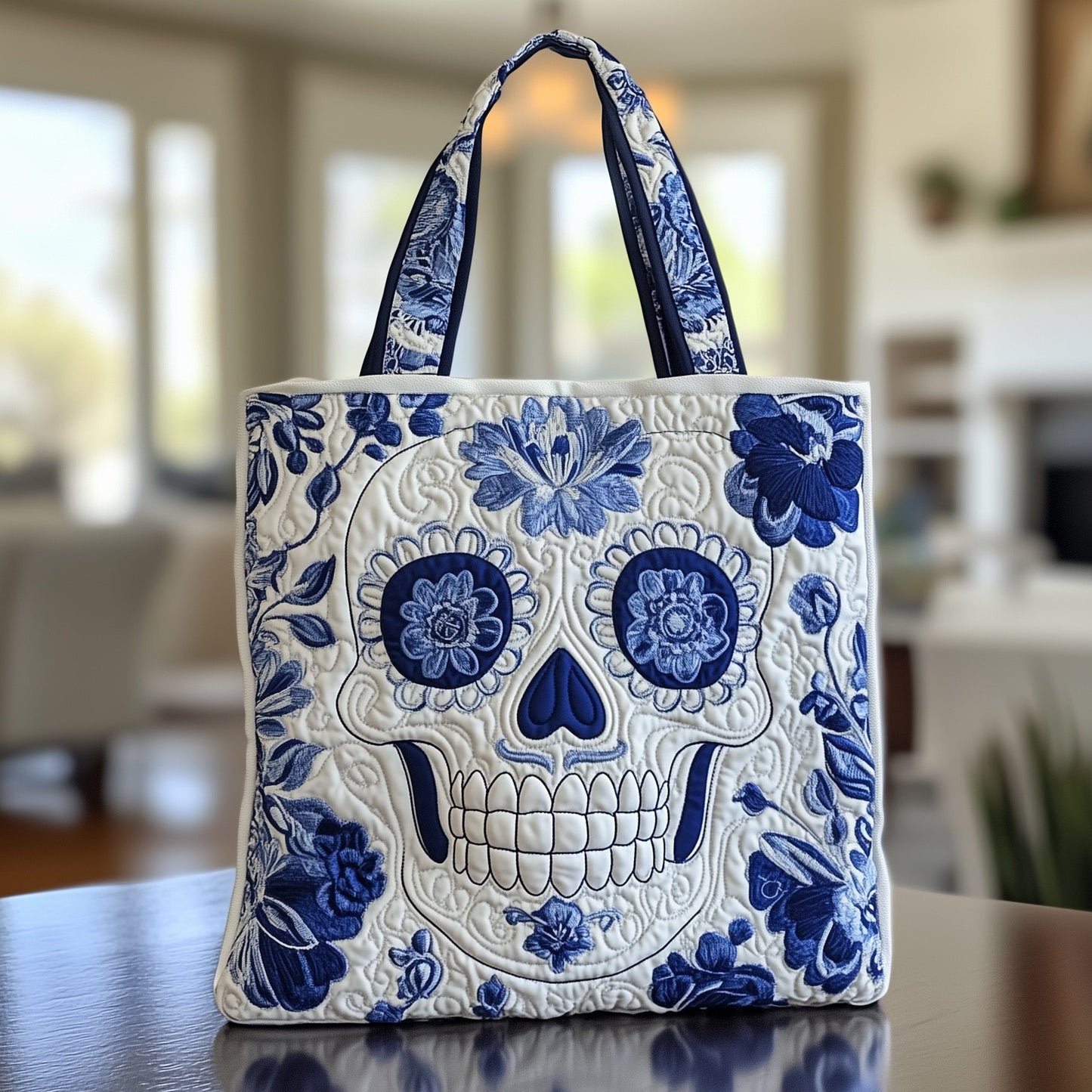 Ceramic Skull Quilted Tote Bag GFTOTP12016