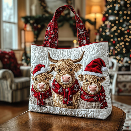Yuletide Highland Cow Quilted Tote Bag GFTOTP12092