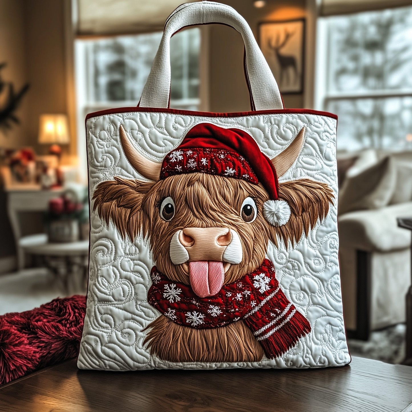 Yuletide Highland Cow Quilted Tote Bag GFTOTP12093