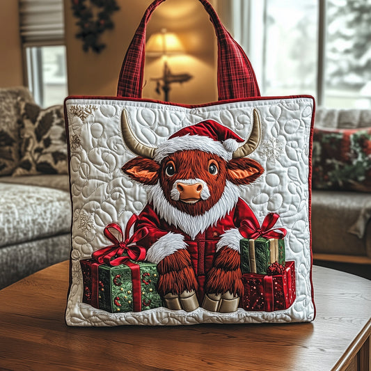 Yuletide Highland Cow Quilted Tote Bag GFTOTP12094