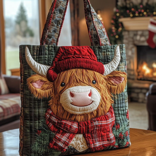 Yuletide Highland Cow Quilted Tote Bag GFTOTP12096