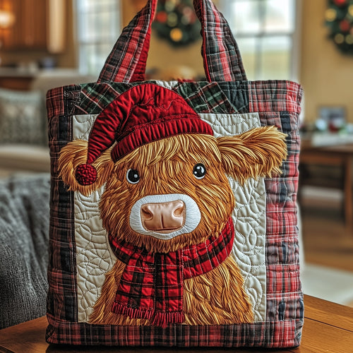 Yuletide Highland Cow Quilted Tote Bag GFTOTP12097