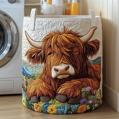 Highland Cow Quilted Laundry Basket GFTOTP12106