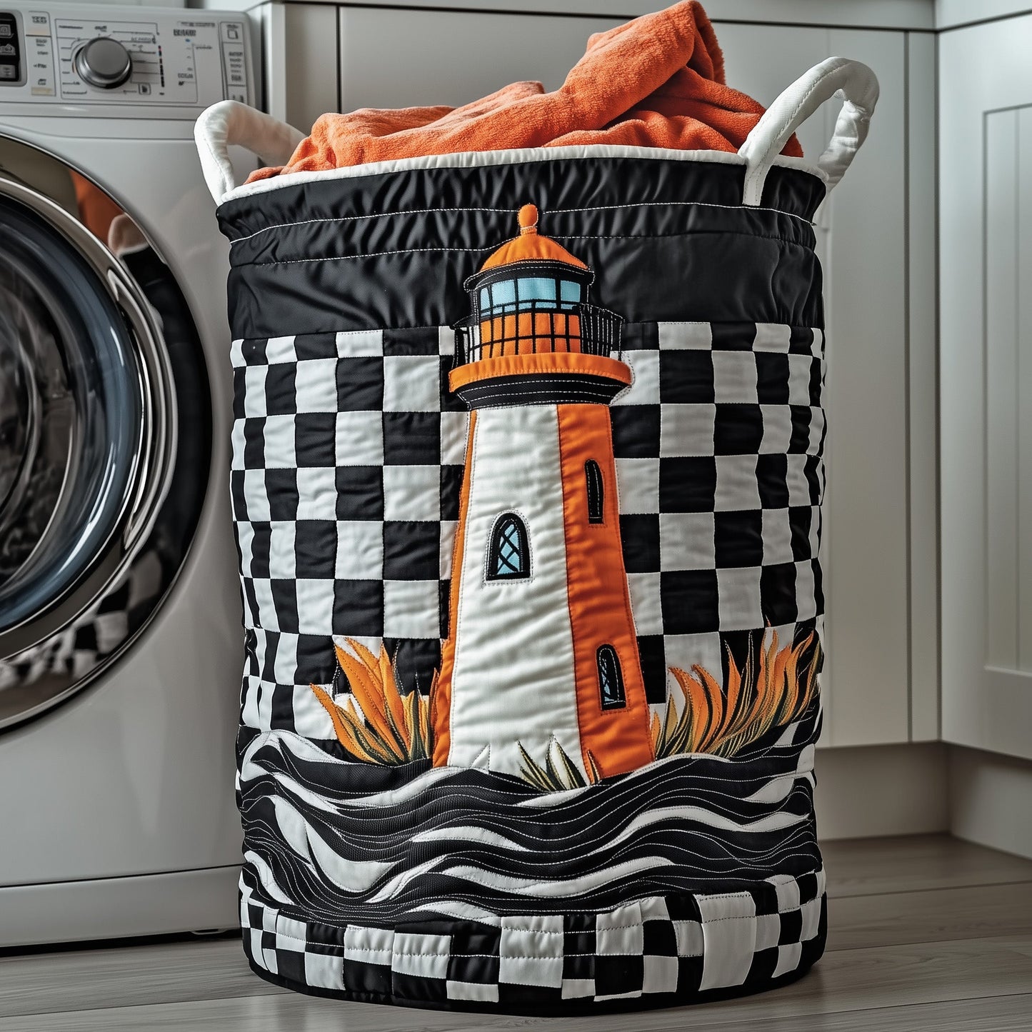 Nautical Lighthouse Quilted Laundry Basket GFTOTP12110