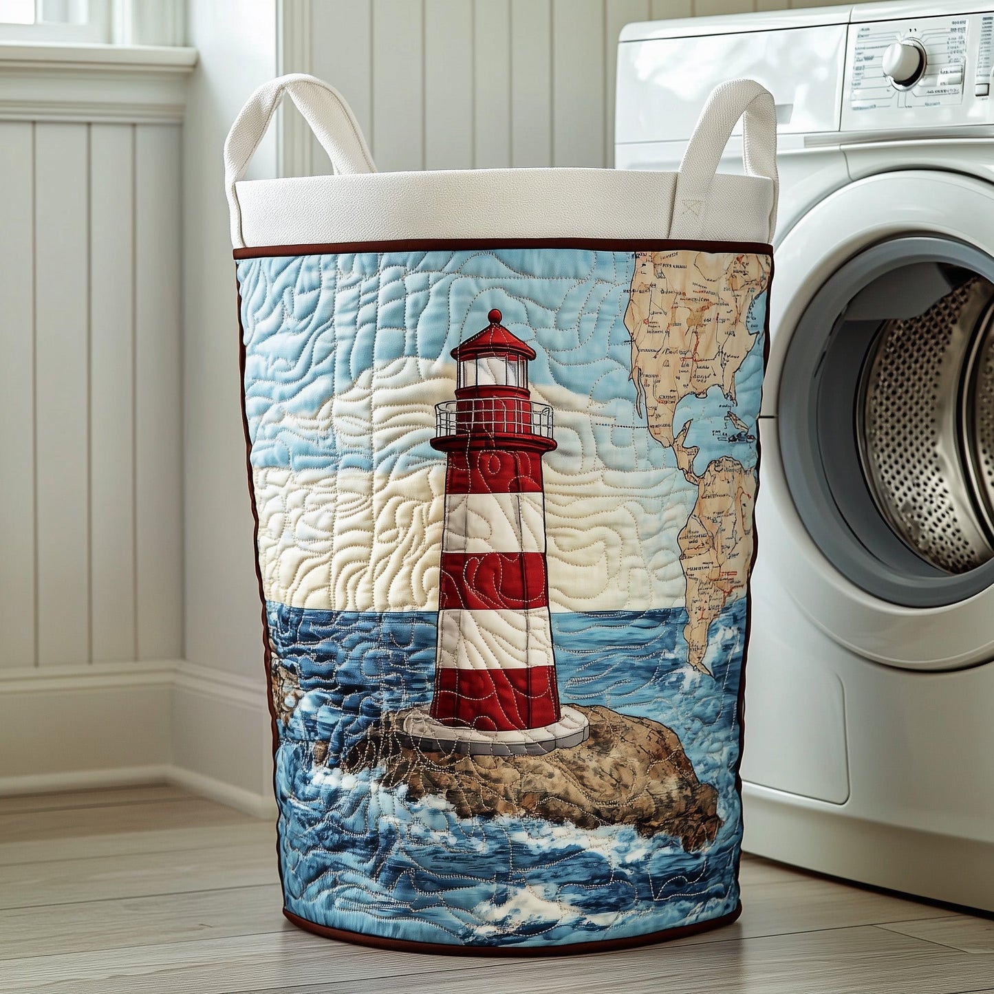 Nautical Lighthouse Quilted Laundry Basket GFTOTP12118