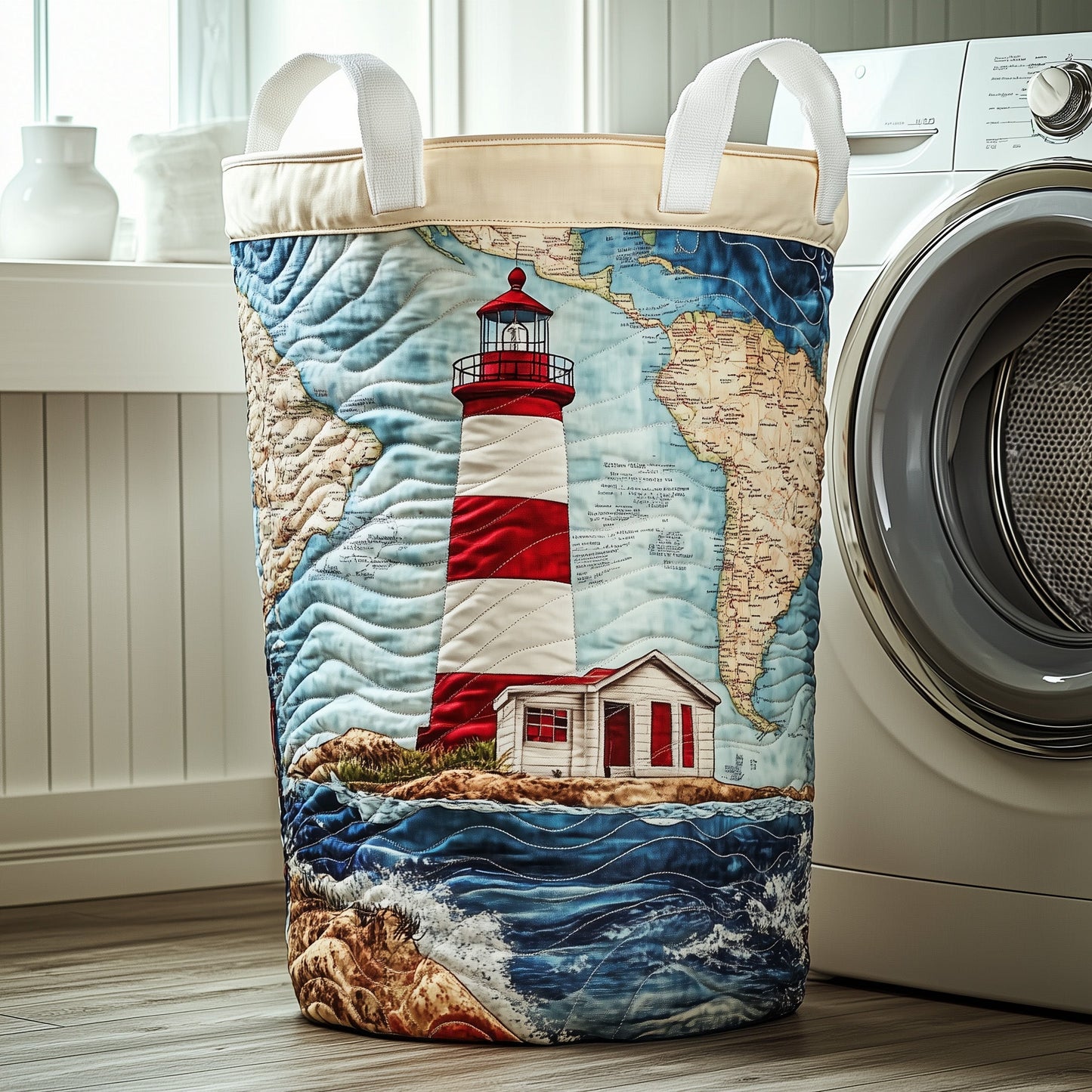 Nautical Lighthouse Quilted Laundry Basket GFTOTP12119