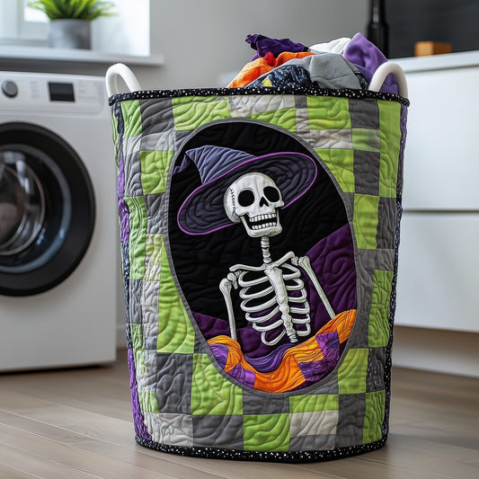 Spooky Skeleton Quilted Laundry Basket GFTOTP12136