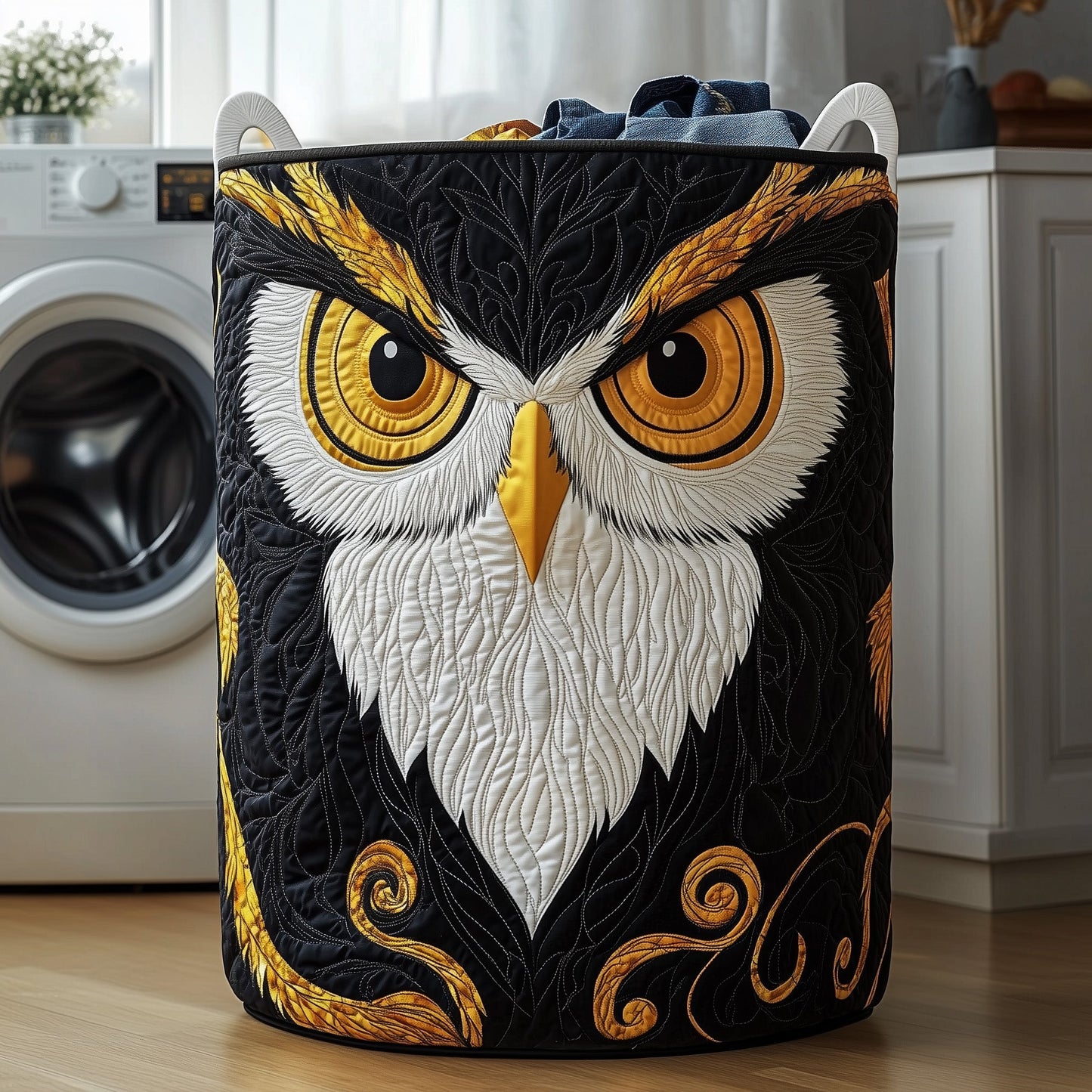 Majestic Owl Quilted Laundry Basket GFTOTP12145