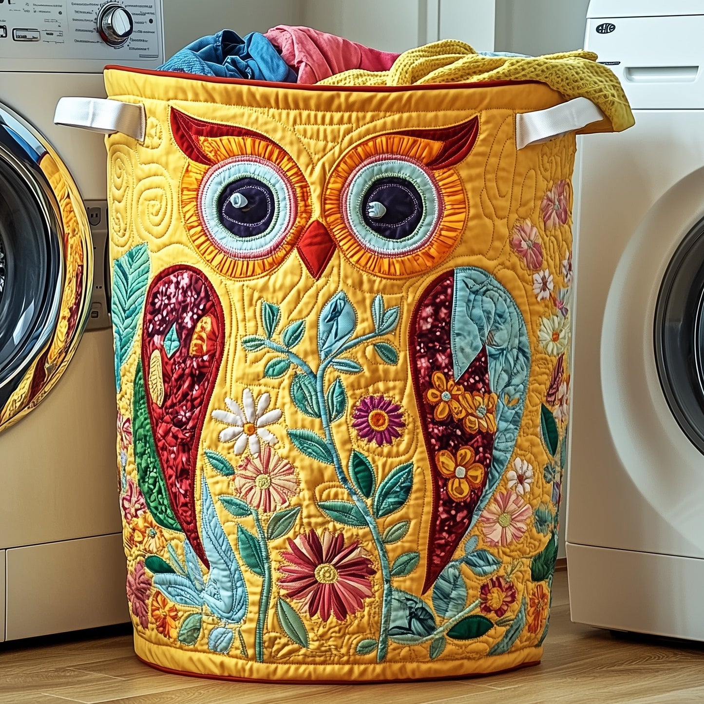 Blooming Owl Quilted Laundry Basket GFTOTP12147