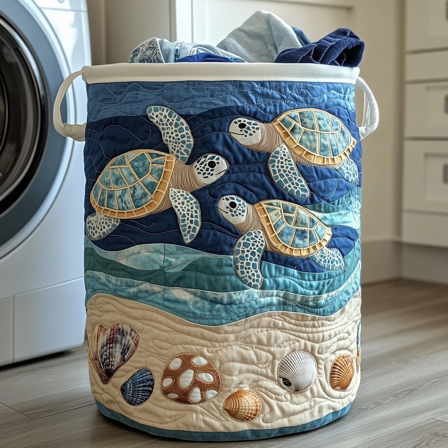 Ocean Breeze Quilted Laundry Basket GFTOTP12158