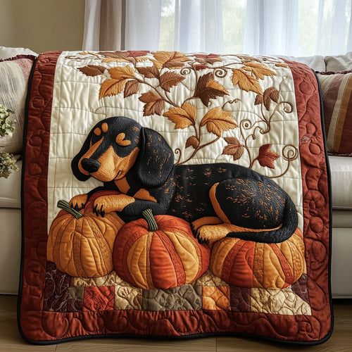 Pumpkin Nap Dachshund Quilted Blanket GFTOTP12190