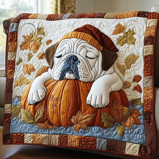 Dreamy Pumpkin Bulldog Quilted Blanket GFTOTP12192