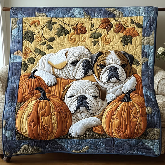 Dreamy Pumpkin Bulldog Quilted Blanket GFTOTP12193